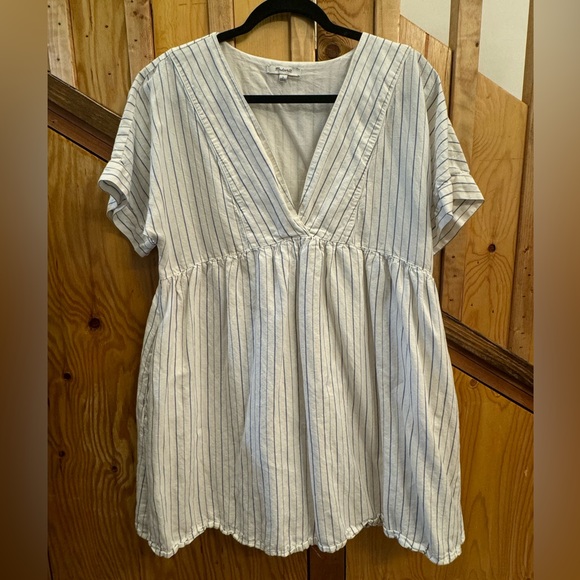 Madewell Blue and White Striped Dress with Pockets - Picture 1 of 3